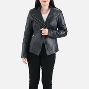 Courmayeur Black Leather Biker Jacket