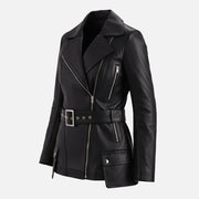 Lecce Black Leather Trench Coat
