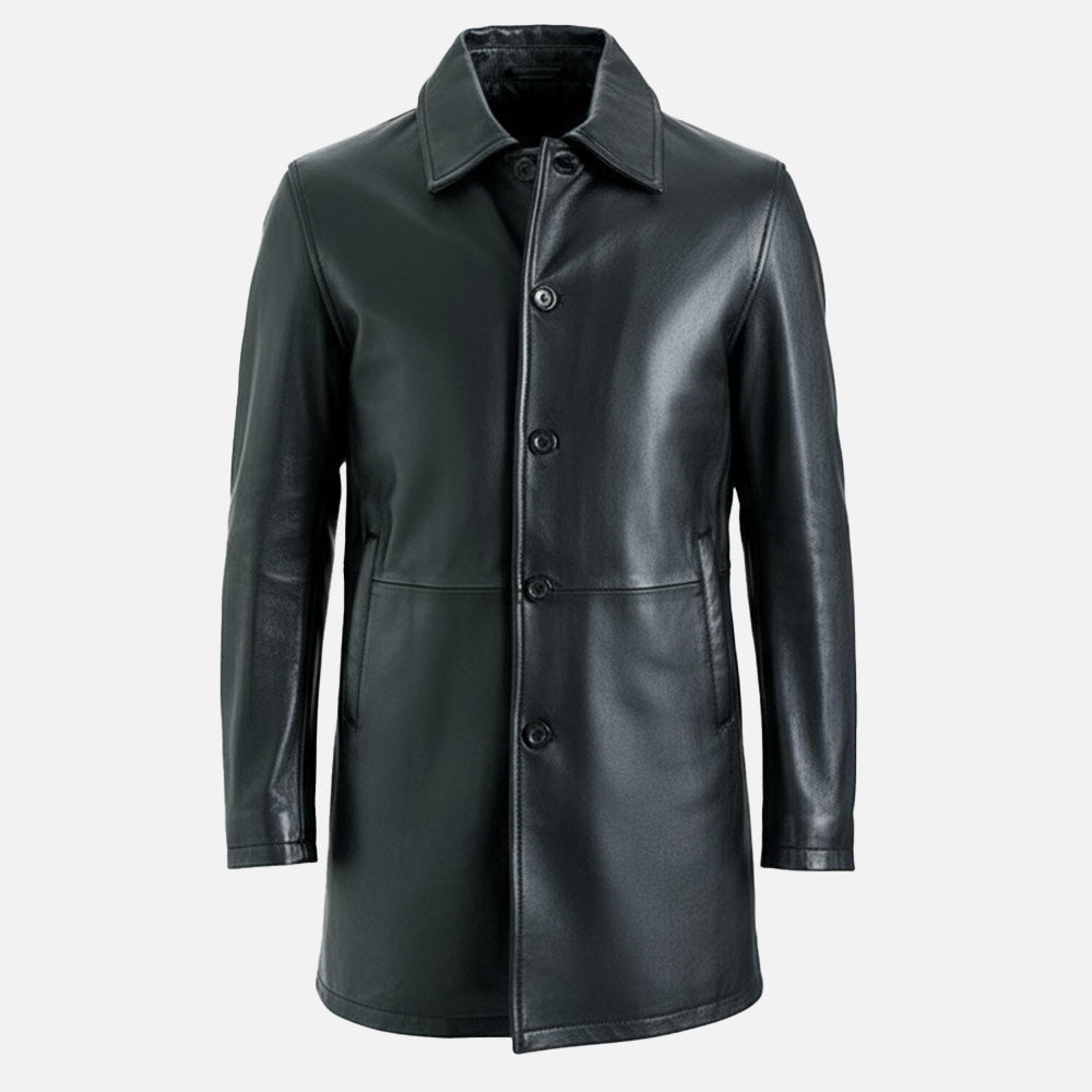 Sicilia Black Leather Coat - image 5