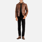Calabria Brown Leather Biker Jacket - image 12