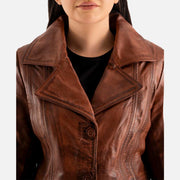 Piuma Nera Brown Leather Trench Coat