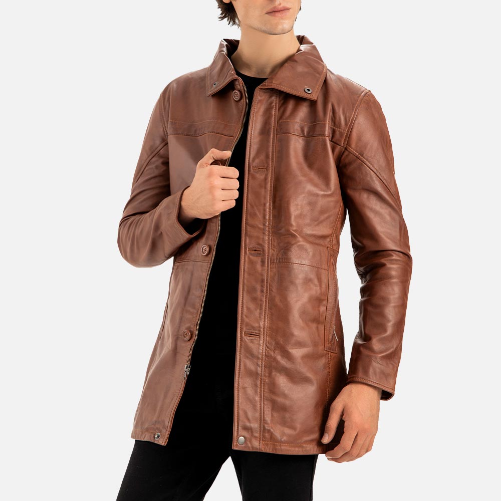 Sardegna Brown Leather Coat - image 1