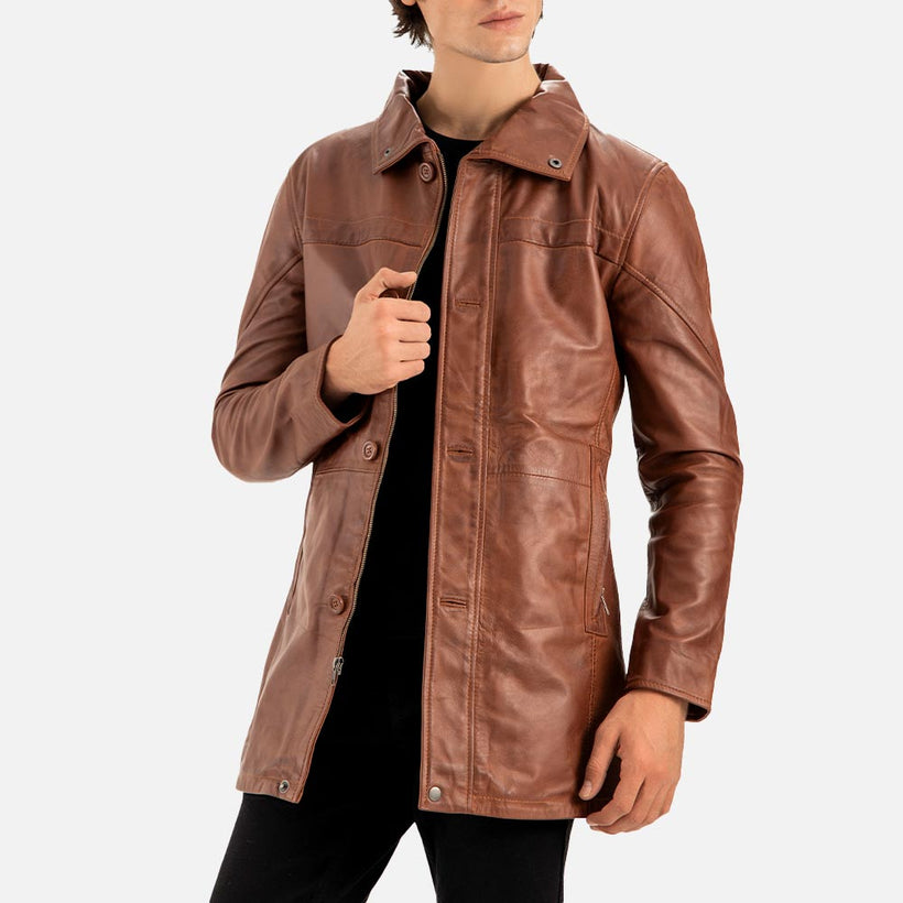 Sardegna Brown Leather Coat - image 1