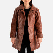 Noir di Roma Brown Single Breasted Leather Coat