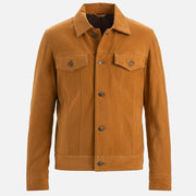 Napoli Tan Suede Leather Trucker Jacket - image 11