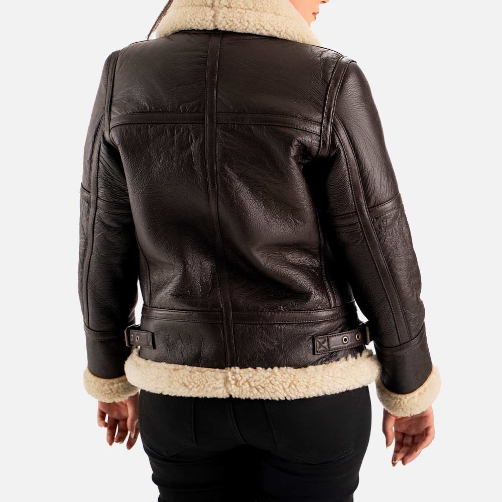 Calda Donna B-3 Brown Real Shearling Bomber Jacket