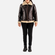 Calda Donna B-3 Brown Real Shearling Bomber Jacket