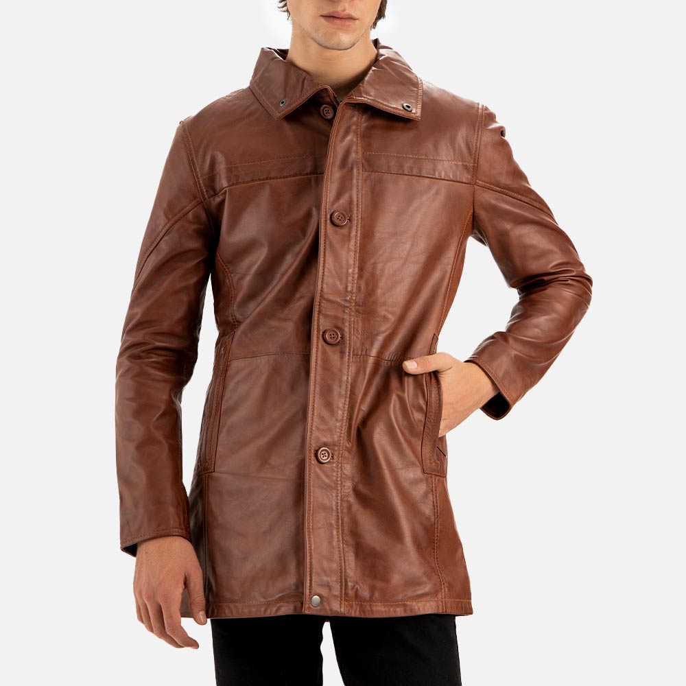 Sardegna Brown Leather Coat - image 3