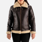 Calda Donna B-3 Brown Real Shearling Bomber Jacket