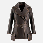 Lecce Distressed Leather Trench Coat