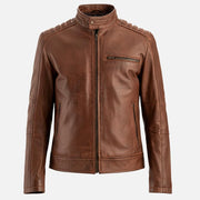 Puglia Brown Leather Biker Jacket - image 8