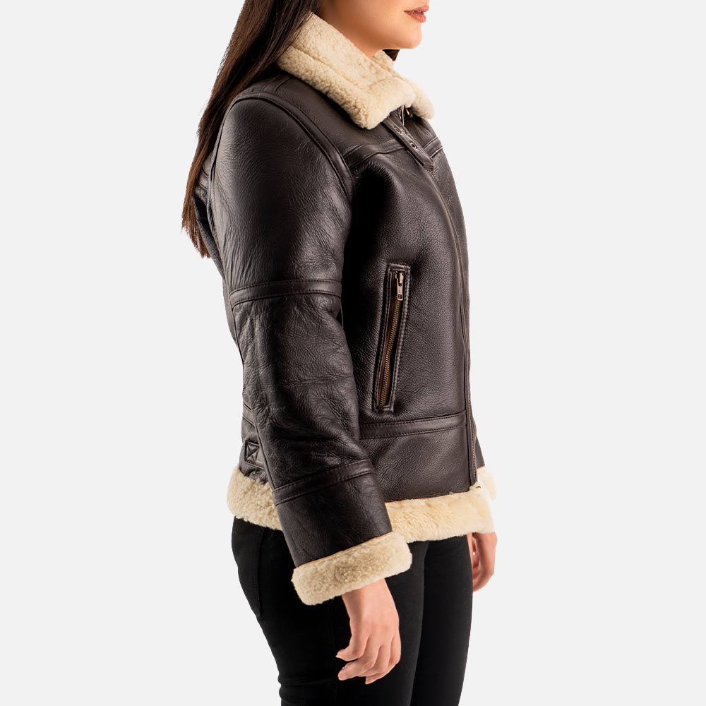 Calda Donna B-3 Brown Real Shearling Bomber Jacket