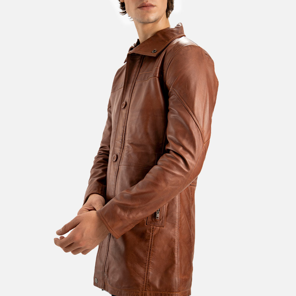 Sardegna Brown Leather Coat - image 4