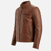 Puglia Brown Leather Biker Jacket - image 9