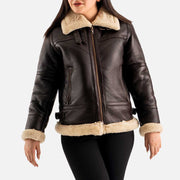 Calda Donna B-3 Brown Real Shearling Bomber Jacket