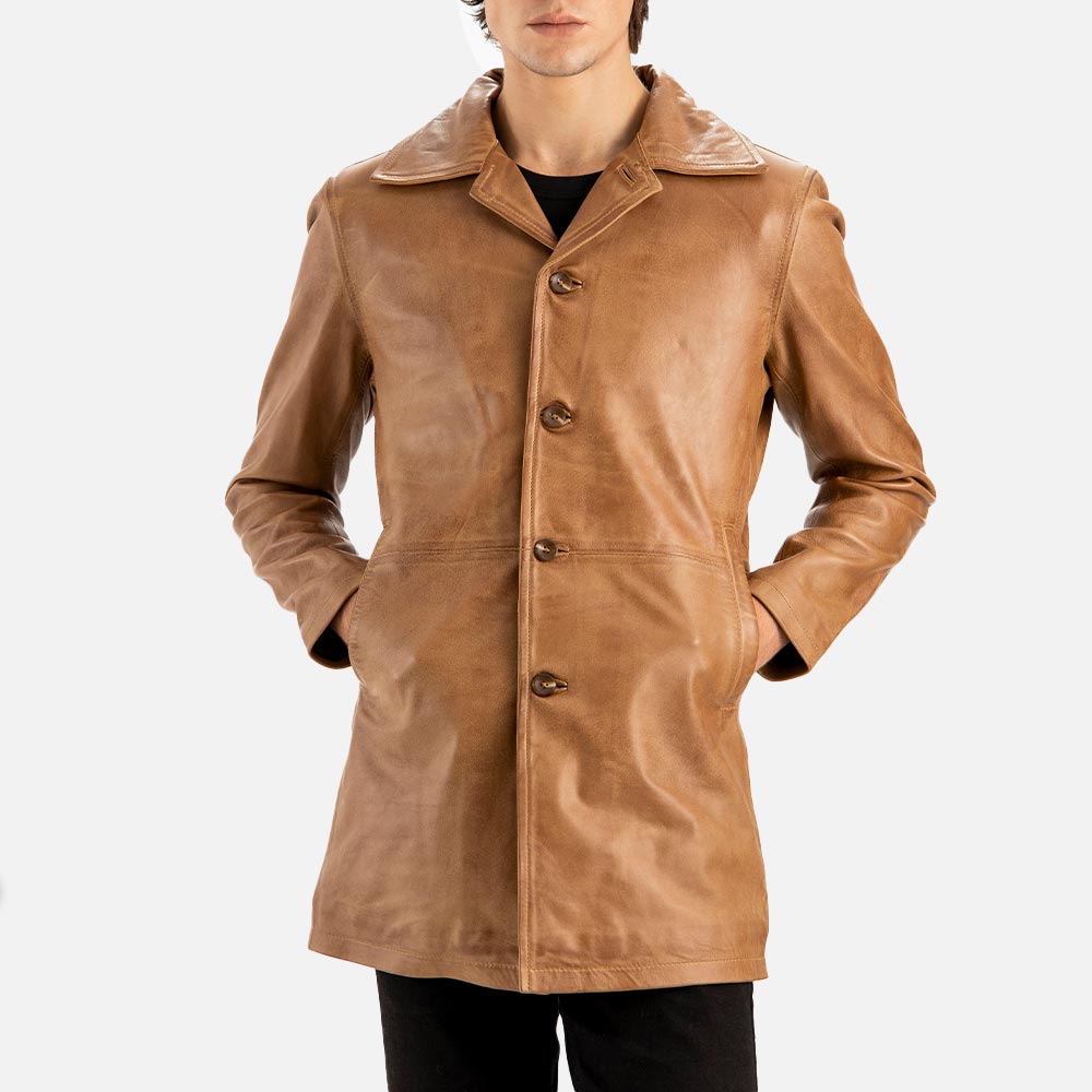 Sicilia Tan Leather Coat - image 5