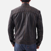 Salerno Distressed Brown Leather Biker Jacket - image 5