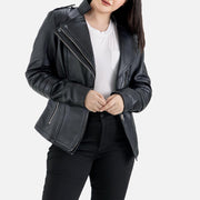 Courmayeur Black Leather Biker Jacket