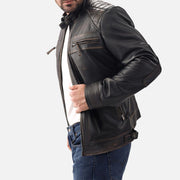 Salerno Distressed Brown Leather Biker Jacket - image 4