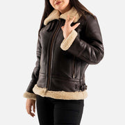 Calda Donna B-3 Brown Real Shearling Bomber Jacket