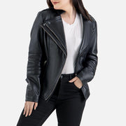 Courmayeur Black Leather Biker Jacket