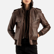 Ischia Brown Hooded Leather Bomber Jacket - image 4
