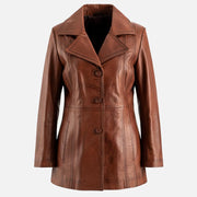 Piuma Nera Brown Leather Trench Coat