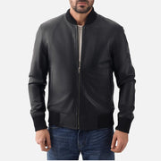 Amalfi Black Leather Bomber Jacket - image 1