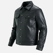 Napoli Black Leather Trucker Jacket - image 6