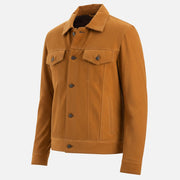 Napoli Tan Suede Leather Trucker Jacket - image 12