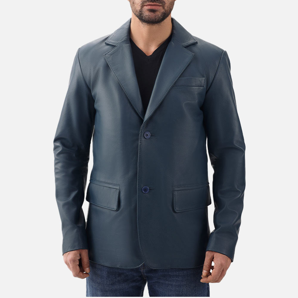 Bolzano Blue Leather Coat - image 1