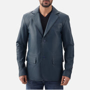 Bolzano Blue Leather Coat - image 1