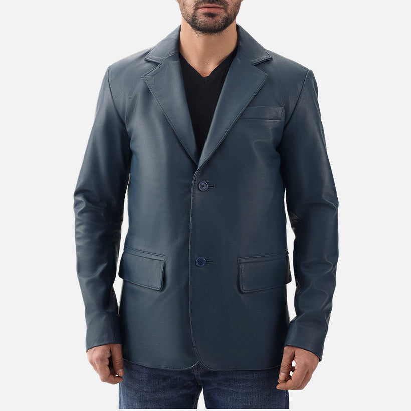 Bolzano Blue Leather Coat - image 1