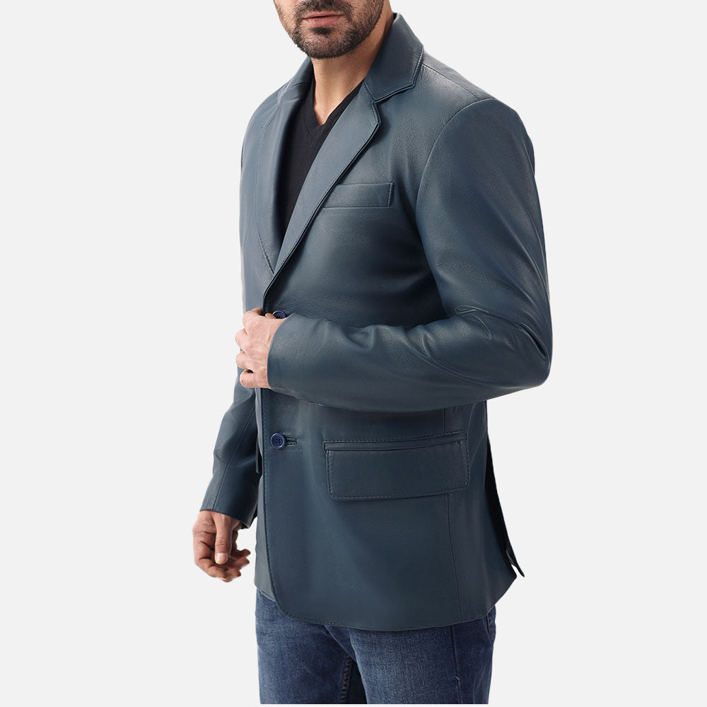 Bolzano Blue Leather Coat - image 3