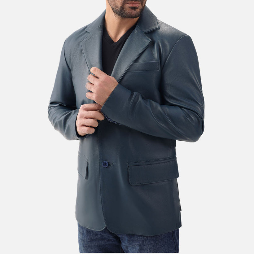 Bolzano Blue Leather Coat - image 1