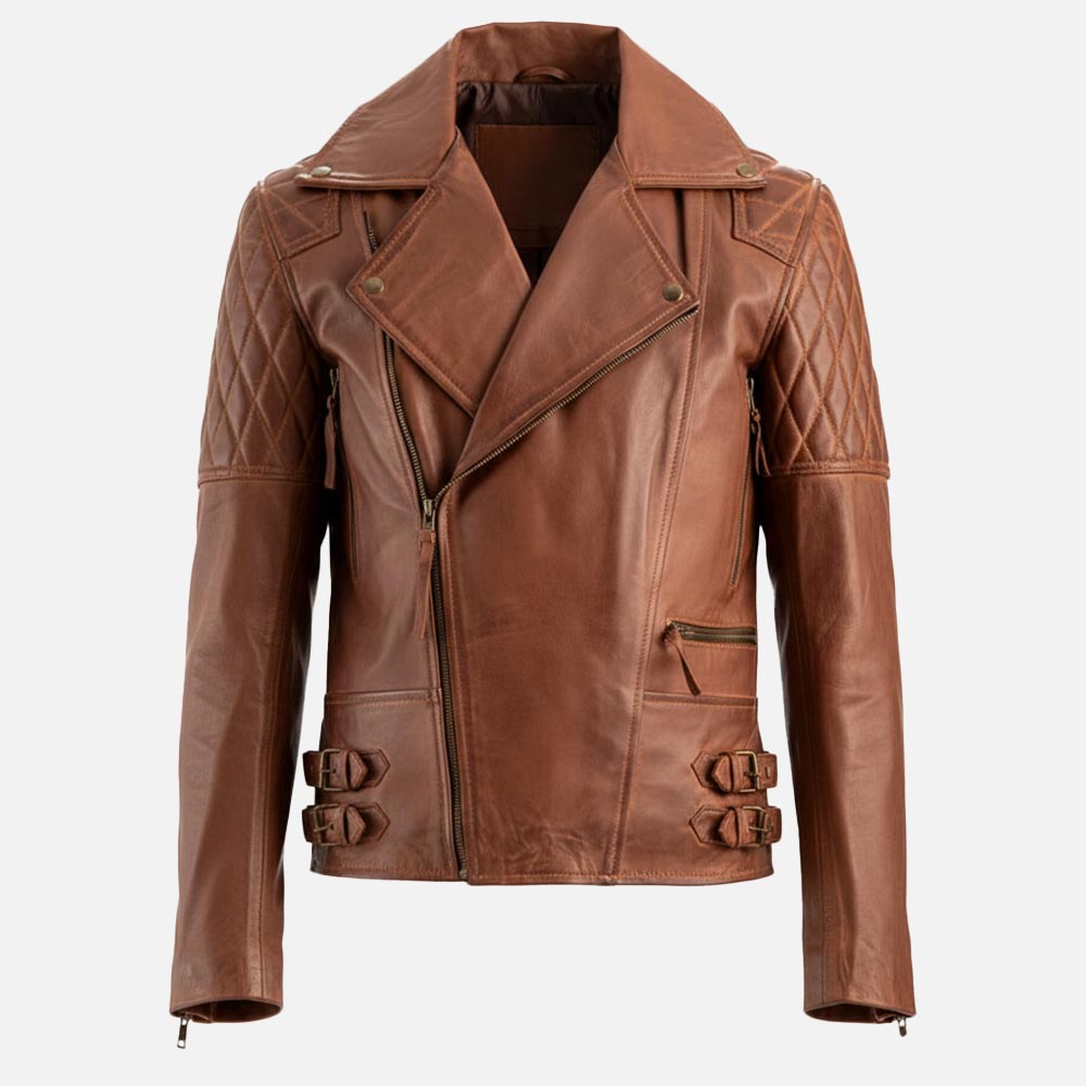 Bari Brown Biker Leather Jacket - image 12