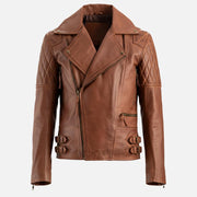 Bari Brown Biker Leather Jacket - image 12
