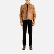 Napoli Tan Leather Trucker Jacket - image 8