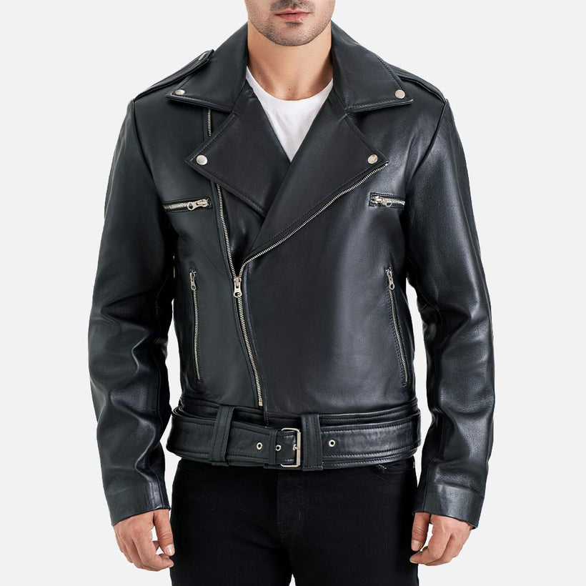 Positano Black Biker Leather Jacket - image 1