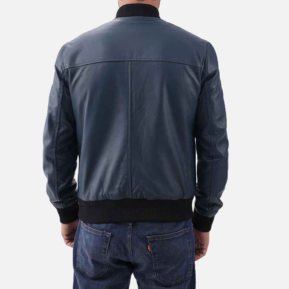 Amalfi Blue Leather Bomber Jacket - image 8