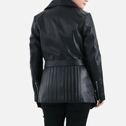 Lecce Black Leather Trench Coat