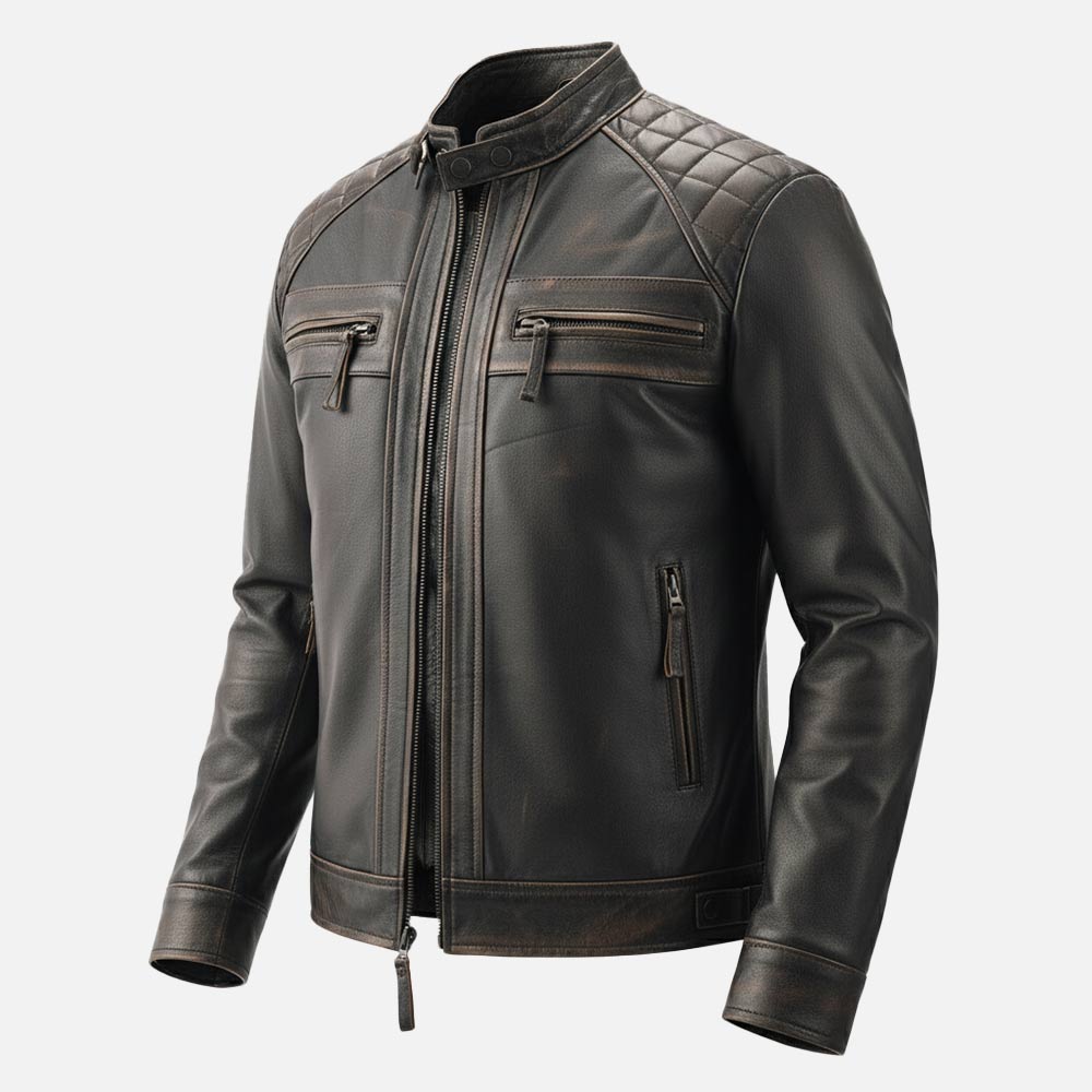 Salerno Distressed Brown Leather Biker Jacket - image 8