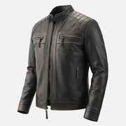 Salerno Distressed Brown Leather Biker Jacket - image 8