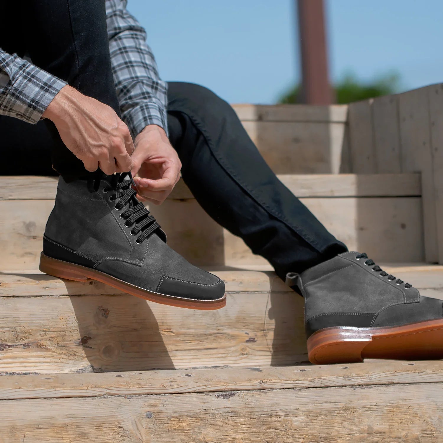 Orlaven Carnell Moc Toe Grey Suede Boots footwear image 4