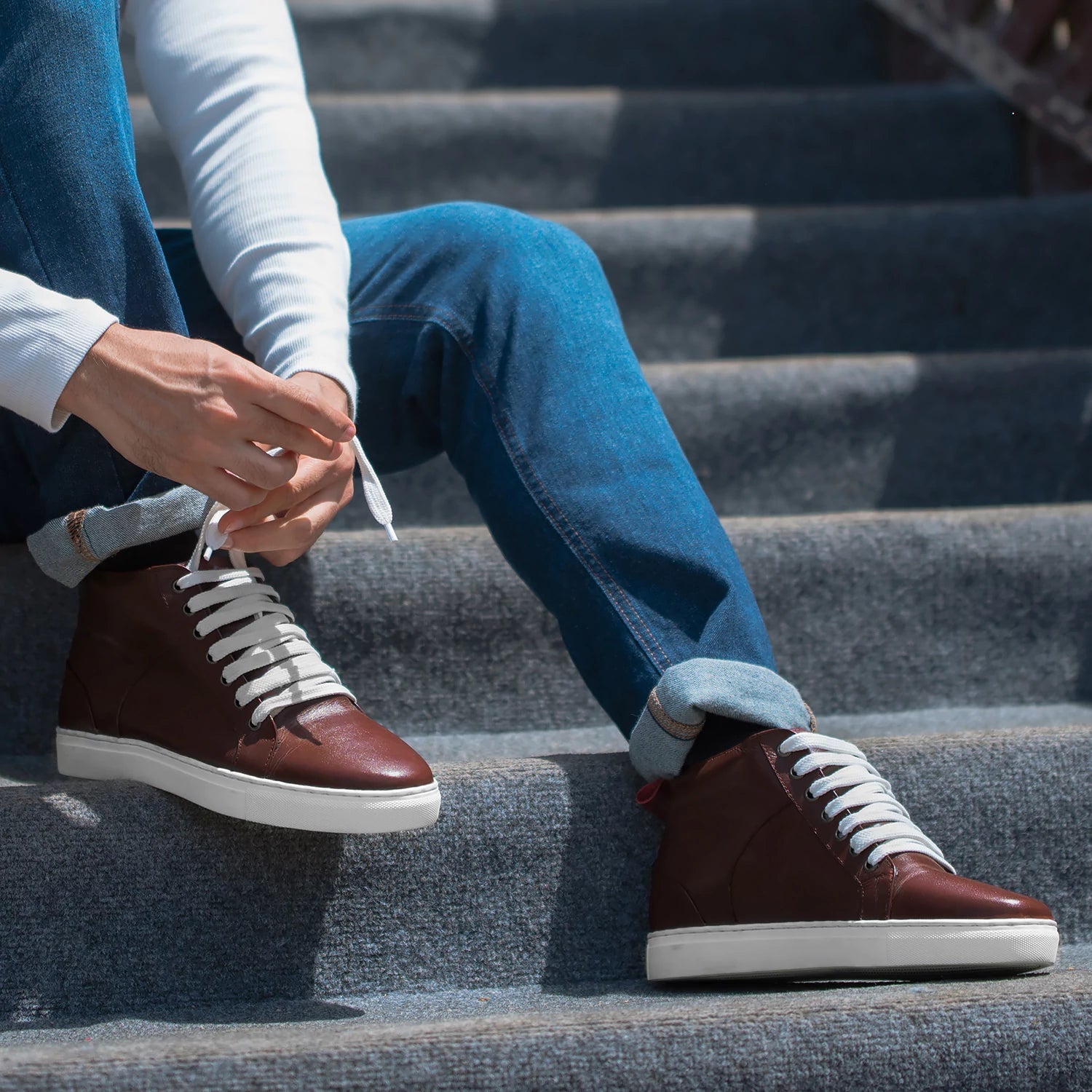 Orlaven Marty High Top Maroon Leather Sneakers footwear image 5
