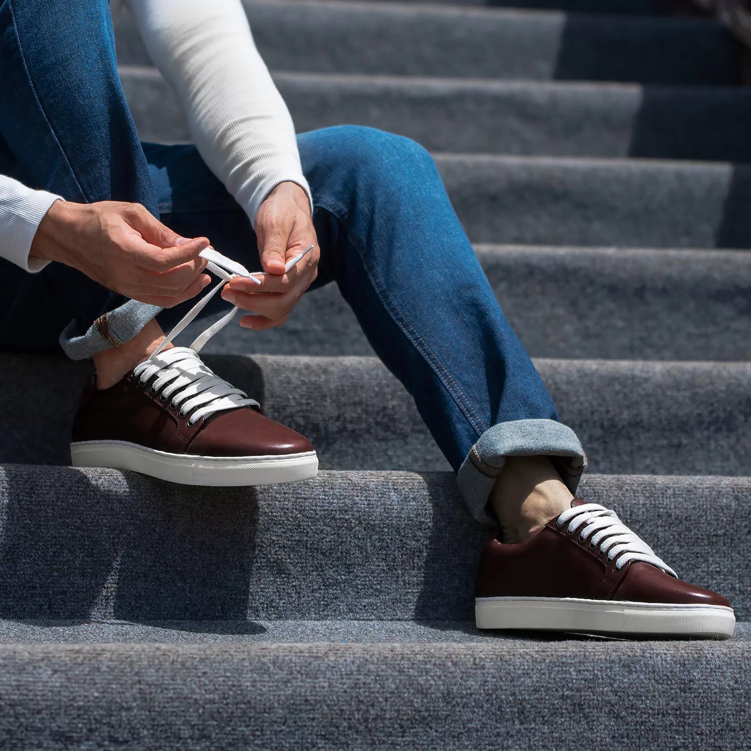 Orlaven Murphy Low Top Maroon Leather Sneakers footwear image 4