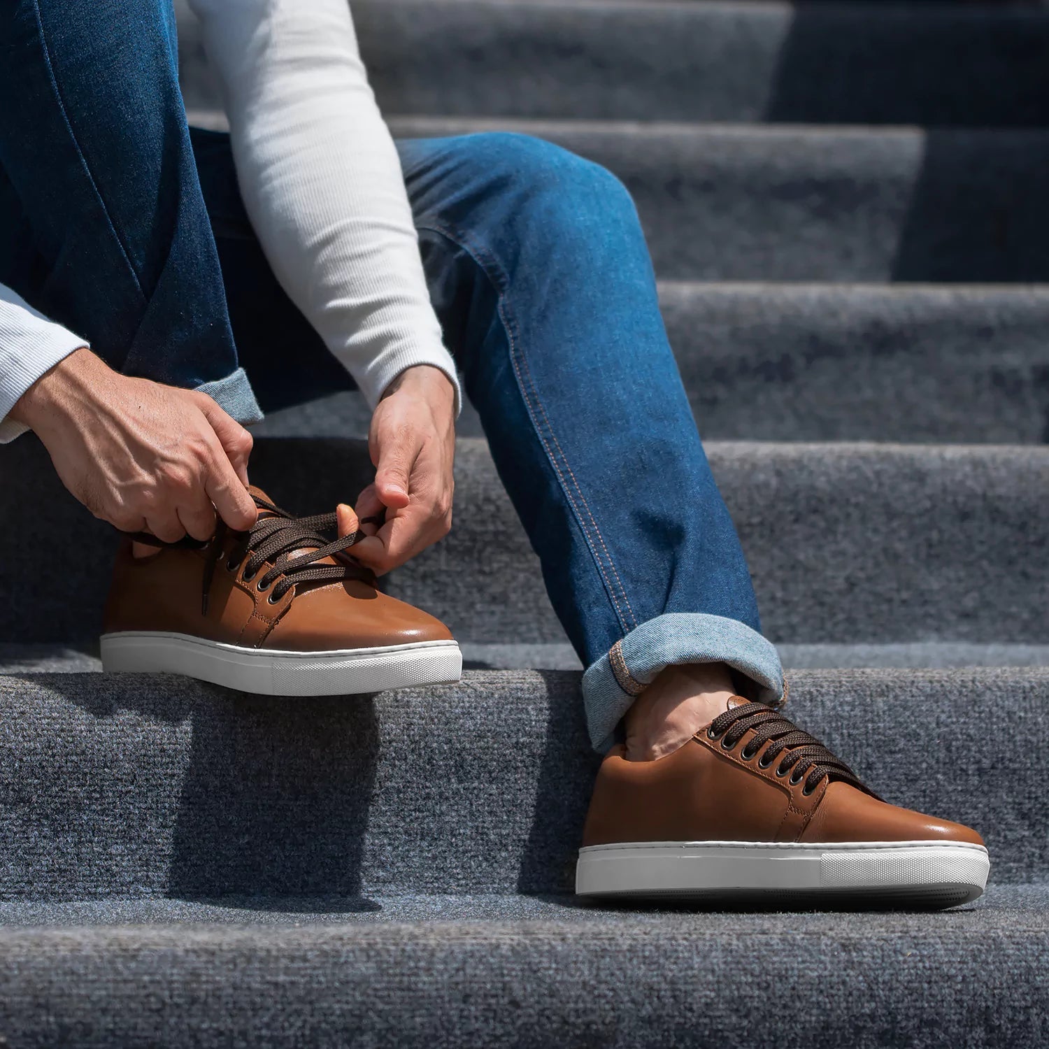 Orlaven Murphy Low Top Tan Leather Sneakers footwear image 4