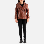 Linea Femmina Brown Leather Biker Jacket