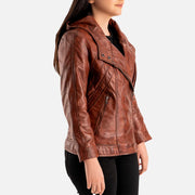 Linea Femmina Brown Leather Biker Jacket