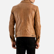 Napoli Tan Leather Trucker Jacket - image 7